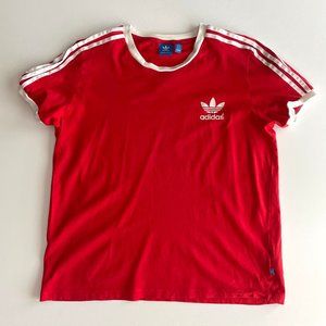 ADIDAS: Red Ringer Tee Trefoil Logo | Size Large